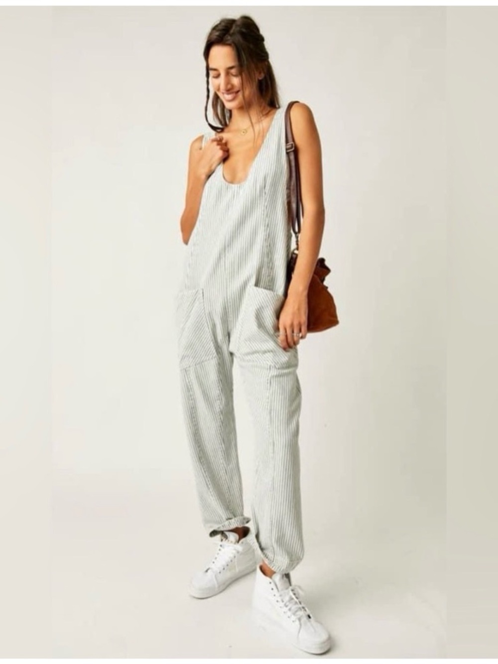 Free People High Roller Jumpsuit Railroad Stripe Size XS